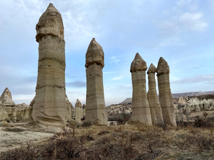 Interesting skinny pillars of Cappadocia